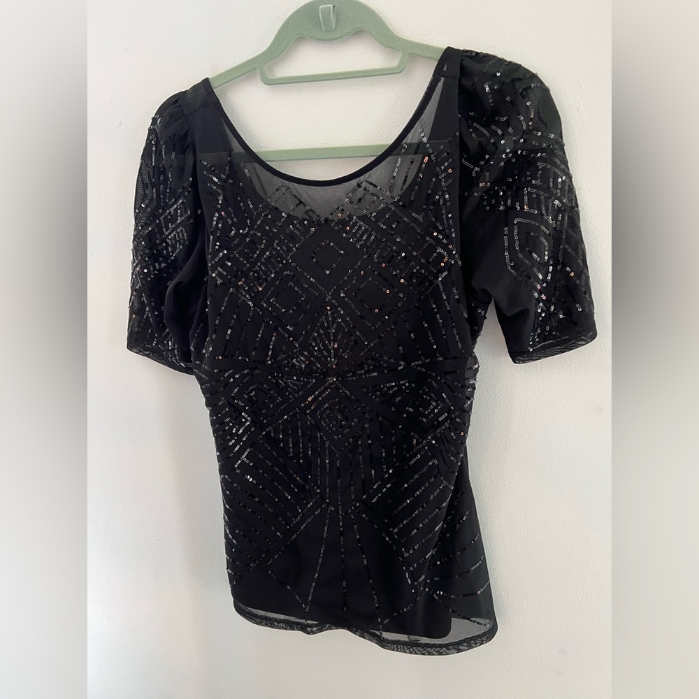 Never worn sequined sheer top with built in camisole.